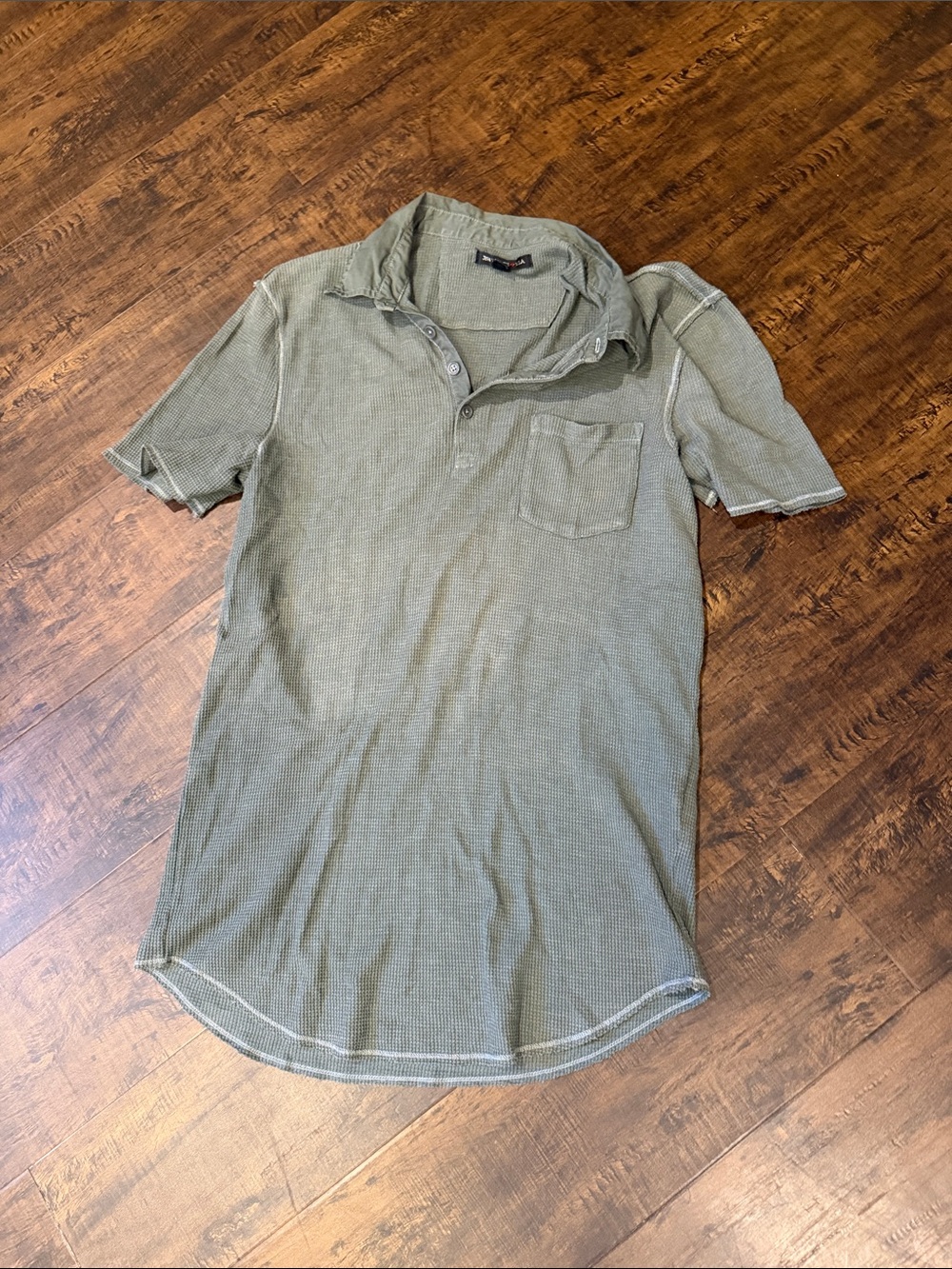 John Varvatos Olive Green Short-Sleeve Polo with Chest Pocket